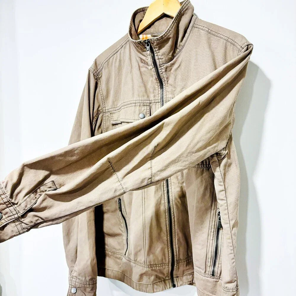 COLUMBIA Tan cotton zip jacket with pockets‎ | Outdoor casual layer | Large * - Picture 7 of 10